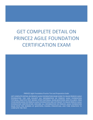Get Complete Detail on PRINCE2 Agile Foundation Certification Exam