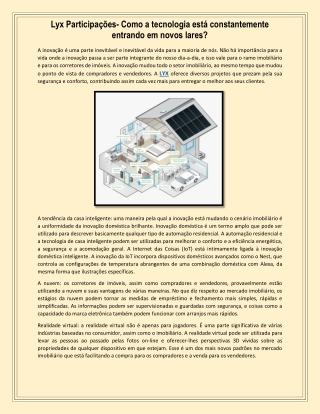Lyx Participações - Como a tecnologia está constantemente entrando em novos lares