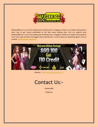 Betting Games in Singapore | Maxbook88.com