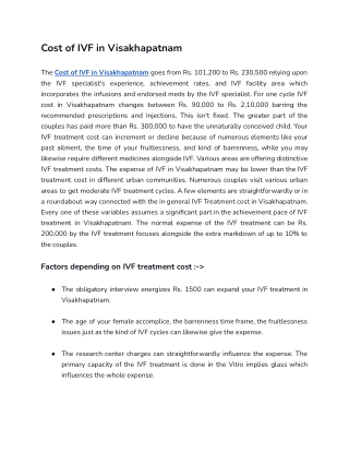 Low-Cost IVF Treatment in Visakhapatnam - Vinsfertility Pvt. Ltd.