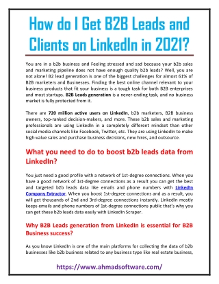 How do I Get B2B Leads and Clients on LinkedIn in 2021