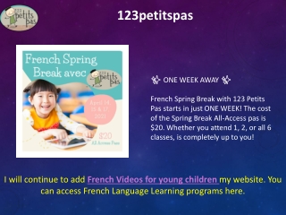 French Videos for young children - Weekly French Classes