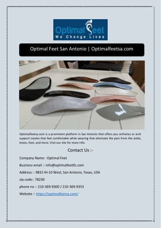 Optimal Feet San Antonio | Optimalfeetsa.com