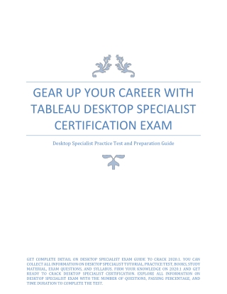 Gear up Your Career with Tableau Desktop Specialist Certification Exam