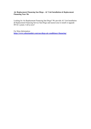 AC Replacement Financing San Diego, CA | AC Installation & Replacement Financing