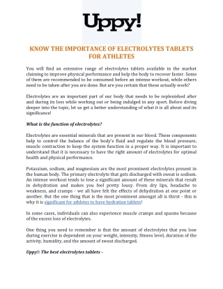 Know the Importance of Electrolytes Tablets for Athletes