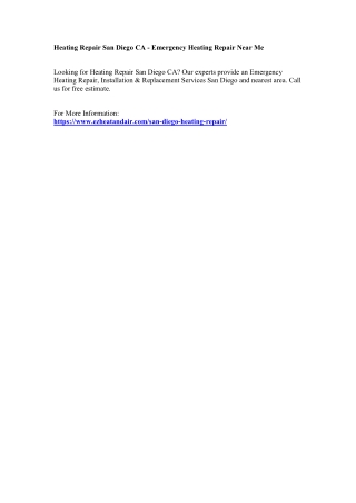 Heating Repair San Diego CA - Emergency Heating Repair Nea