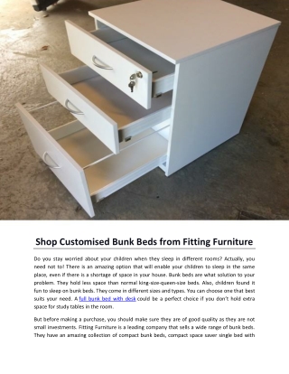 Shop Customised Bunk Beds from Fitting Furniture