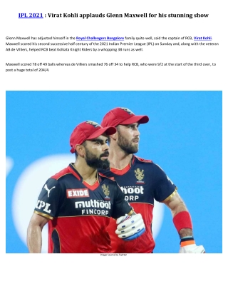 Virat Kohli applauds Glenn Maxwell for his stunning show