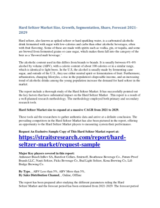 Hard Seltzer Market Trends Analysis Report By Product, Competitive Landscape And