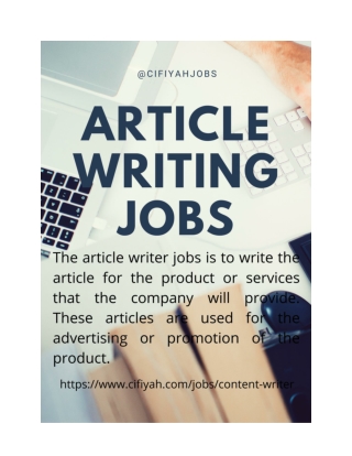 Article writing job for content writers