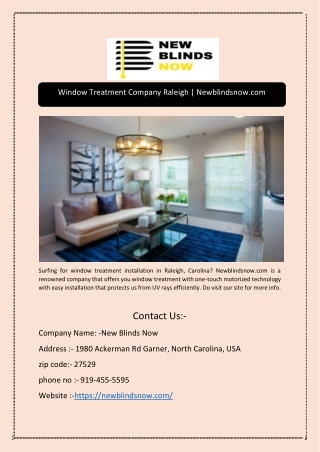 Window Treatment Company Raleigh | Newblindsnow.com