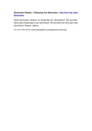 Electronics Finance | Financing For Electronics | Buy Now Pay Later Electronics