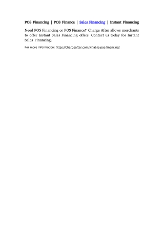 POS Financing | POS Finance | Sales Financing | Instant Financing
