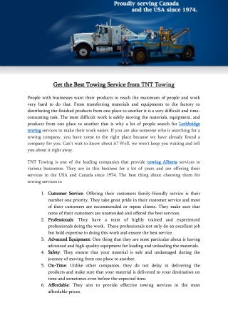 Get the Best Towing Service from TNT Towing