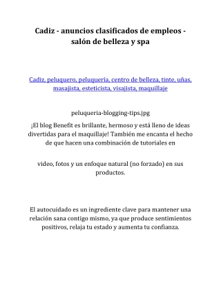 Cadiz - anuncios clasificados de empleos - salón de belleza y spa