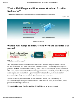 Mail Merge and How to use Word and Excel for Mail merge