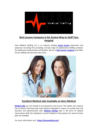 Best Locums Company Is the Easiest Way to Staff Your Hospital