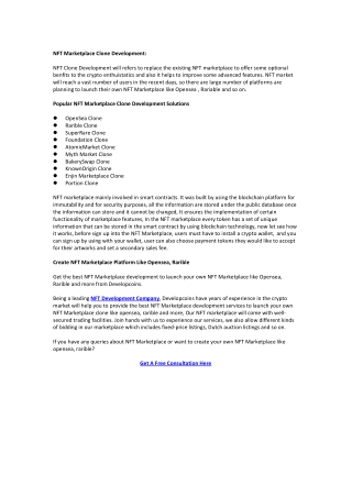 NFT Marketplace Clone Development