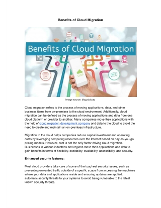 Benefits of Cloud Migration