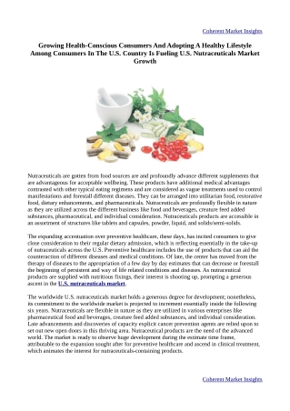 U.S. Nutraceuticals Market - Global Opportunity Analysis, Industry Trends