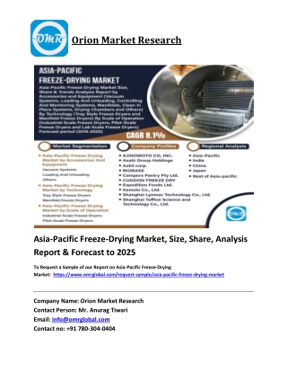 Asia-Pacific Freeze-Drying Market Trends, Size, Competitive Analysis and Forecas