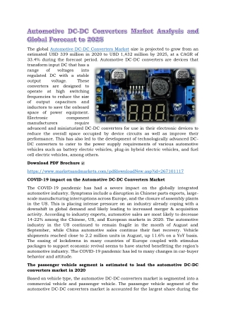 Automotive DC-DC Converters Market Analysis and Global Forecast to 2025