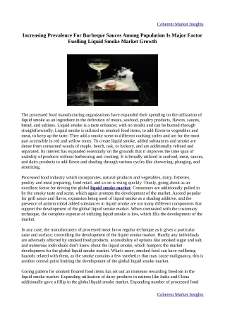Liquid Smoke Market - Global Opportunity Analysis, Industry Trends and Forecast