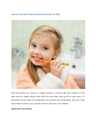How to Find the Proper Dentistry Services for Kids