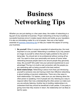 Business Networking Tips