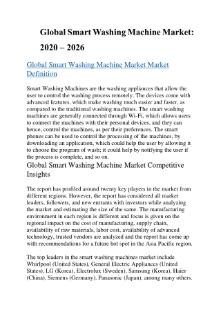 Global Smart Washing Machine Market