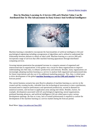 Machine Learning As A Service (Mlaas) Market Report, Size, Share, Growth, Trends