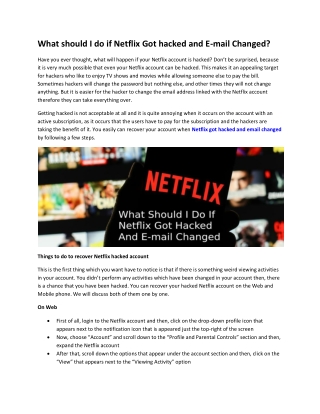 What should I do if Netflix Got hacked and E-mail Changed?