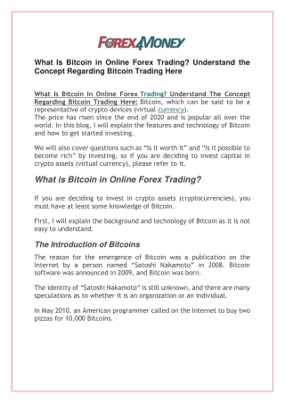 Advantages and disadvantages of investing in Bitcoin in online forex trading