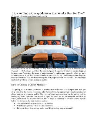 How to Find a Cheap Mattress that Works Best for You