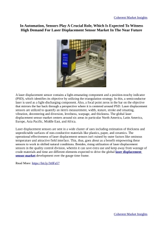 Laser Displacement Sensor Market - Global Opportunity Analysis, Industry Trends