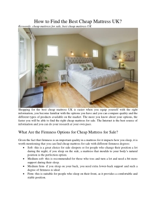 How to Find the Best Cheap Mattress UK