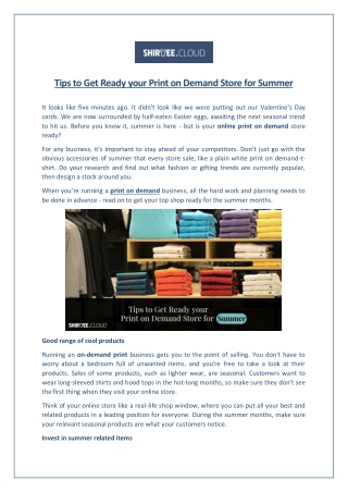 Tips to Get Ready your Print on Demand Store for Summer