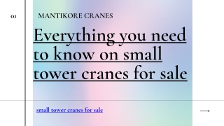 Everything you need to know on small tower cranes for sale