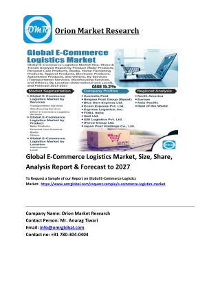 Global E-Commerce Logistics Market Trends, Size, Competitive Analysis and Foreca