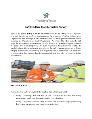 Safety Culture Transformation Survey