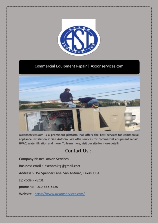 Commercial Equipment Repair | Axxonservices.com