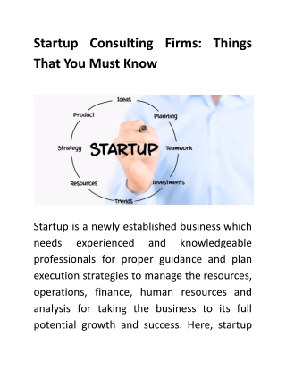 Startup Consulting Firms Things That You Must Know