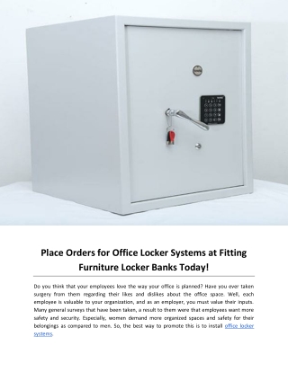 Place Orders for Office Locker Systems at Fitting Furniture Locker Banks Today!