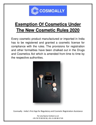 Exemption Of Cosmetics Under The New Cosmetic Rules 2020