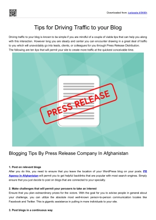 Tips for Driving Traffic to your Blog