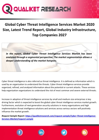 Global Cyber Threat Intelligence Services Market 2020 Size, Latest Trend Report, Global Industry Infrastructure, Top Com