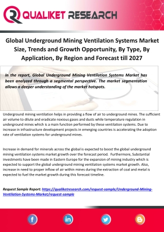 Global Underground Mining Ventilation Systems Market Size, Trends and Growth Opportunity, By Type, By Application, By Re
