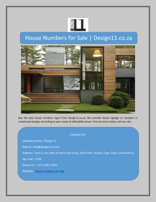 House Numbers for Sale | Design11.co.za