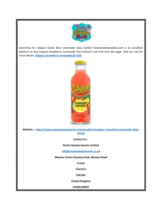 Calypso Strawberry Lemonade for Sale | Routesweetysweets.com